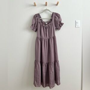 Purple Gingham Midi Dress